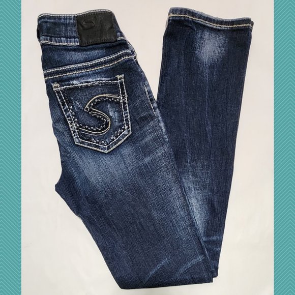 Silver Jeans Denim - Silver Suki Dark Wash Mid Rise Straight Leg Jeans
